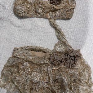 Women two piece Beige and ivory dance costume